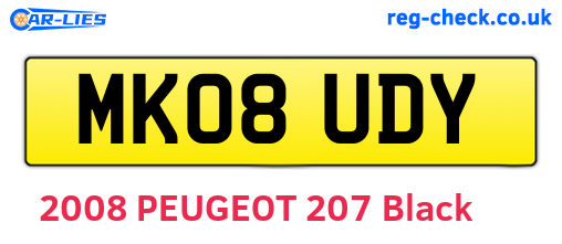 MK08UDY are the vehicle registration plates.