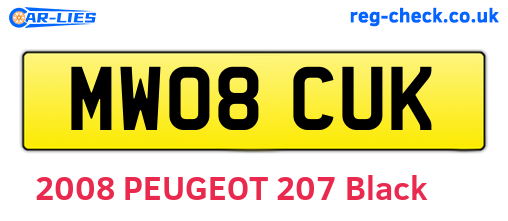 MW08CUK are the vehicle registration plates.