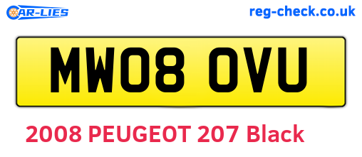 MW08OVU are the vehicle registration plates.