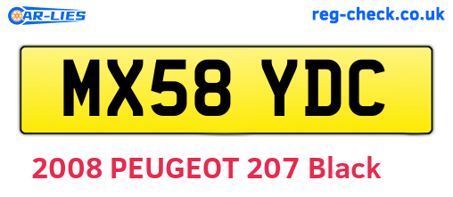 MX58YDC are the vehicle registration plates.