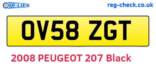 OV58ZGT are the vehicle registration plates.