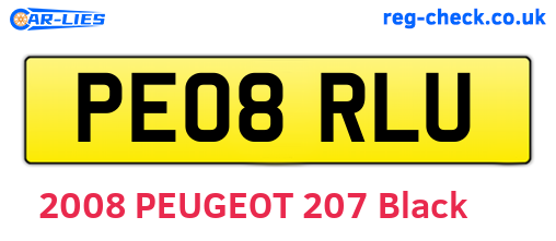 PE08RLU are the vehicle registration plates.