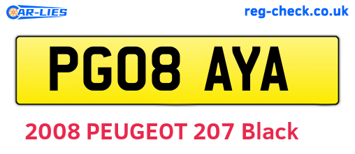 PG08AYA are the vehicle registration plates.