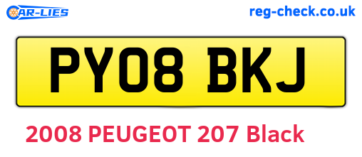 PY08BKJ are the vehicle registration plates.