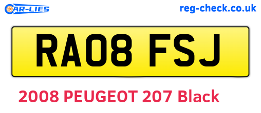 RA08FSJ are the vehicle registration plates.