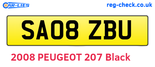 SA08ZBU are the vehicle registration plates.