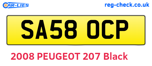 SA58OCP are the vehicle registration plates.