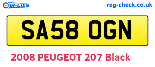 SA58OGN are the vehicle registration plates.