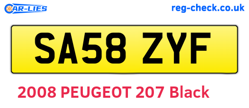 SA58ZYF are the vehicle registration plates.
