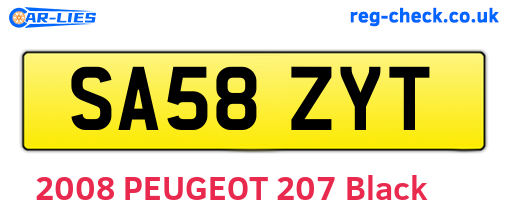 SA58ZYT are the vehicle registration plates.