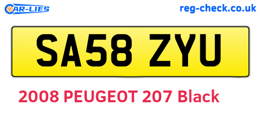 SA58ZYU are the vehicle registration plates.