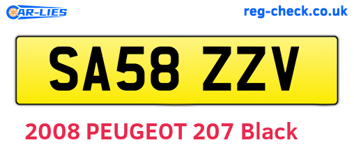 SA58ZZV are the vehicle registration plates.