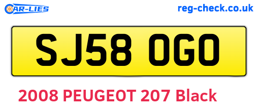SJ58OGO are the vehicle registration plates.