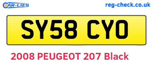 SY58CYO are the vehicle registration plates.
