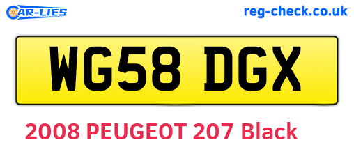 WG58DGX are the vehicle registration plates.