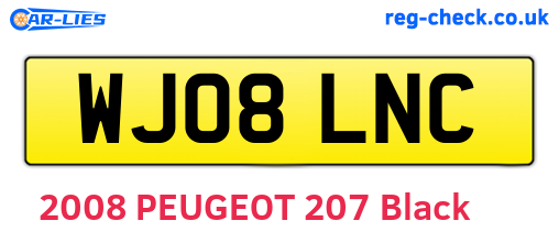 WJ08LNC are the vehicle registration plates.