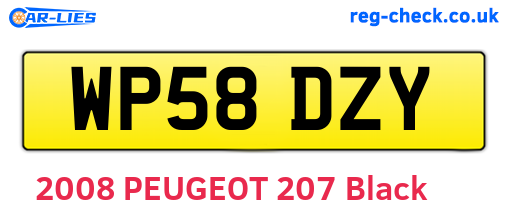 WP58DZY are the vehicle registration plates.