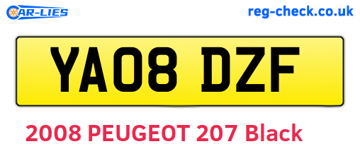 YA08DZF are the vehicle registration plates.