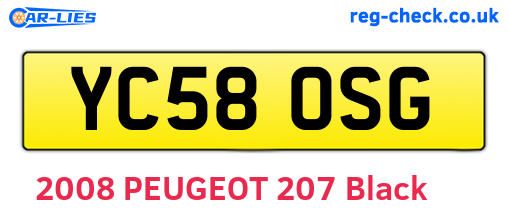 YC58OSG are the vehicle registration plates.