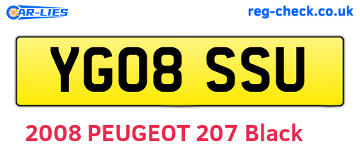 YG08SSU are the vehicle registration plates.
