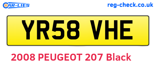 YR58VHE are the vehicle registration plates.