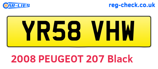 YR58VHW are the vehicle registration plates.