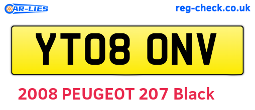 YT08ONV are the vehicle registration plates.