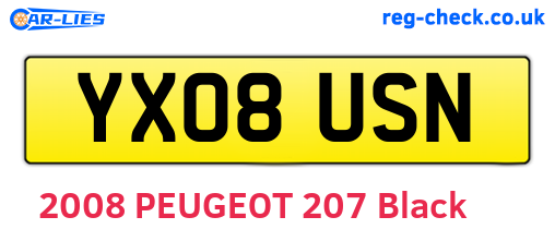 YX08USN are the vehicle registration plates.