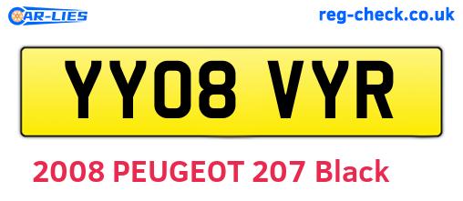 YY08VYR are the vehicle registration plates.
