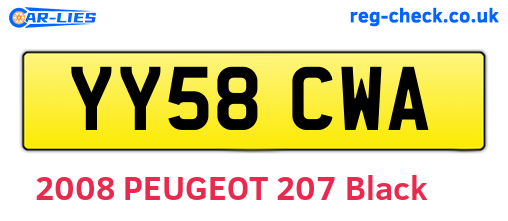 YY58CWA are the vehicle registration plates.