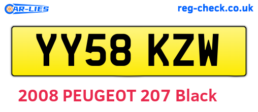 YY58KZW are the vehicle registration plates.