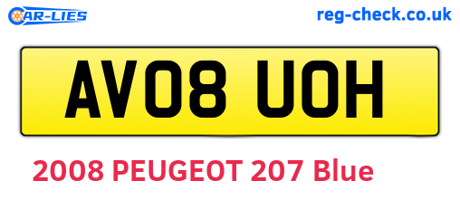 AV08UOH are the vehicle registration plates.