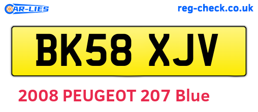 BK58XJV are the vehicle registration plates.