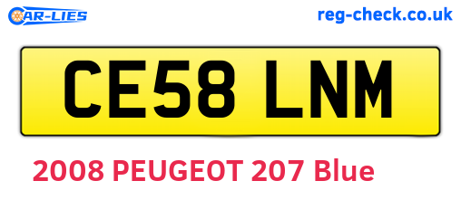CE58LNM are the vehicle registration plates.