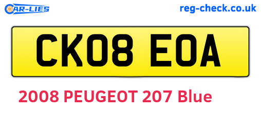 CK08EOA are the vehicle registration plates.