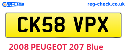 CK58VPX are the vehicle registration plates.