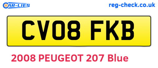 CV08FKB are the vehicle registration plates.