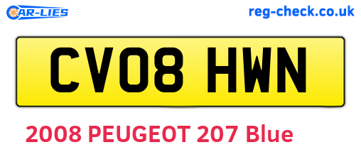 CV08HWN are the vehicle registration plates.