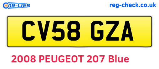 CV58GZA are the vehicle registration plates.