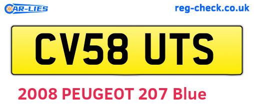 CV58UTS are the vehicle registration plates.