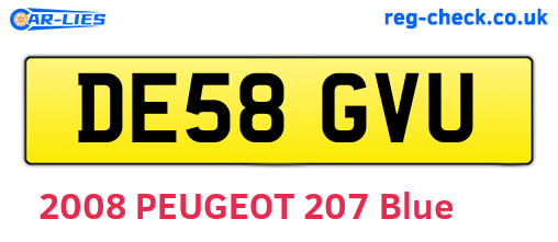 DE58GVU are the vehicle registration plates.