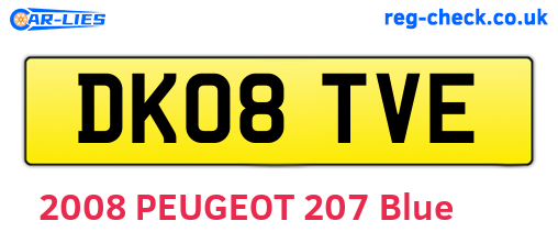 DK08TVE are the vehicle registration plates.