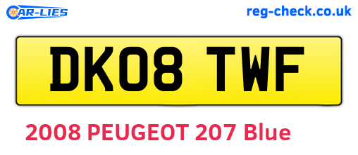 DK08TWF are the vehicle registration plates.