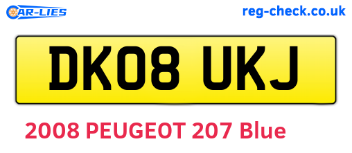DK08UKJ are the vehicle registration plates.