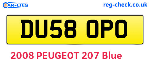 DU58OPO are the vehicle registration plates.