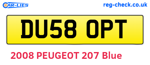 DU58OPT are the vehicle registration plates.