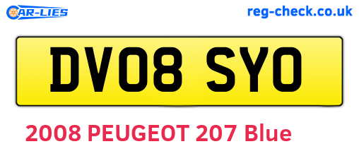 DV08SYO are the vehicle registration plates.