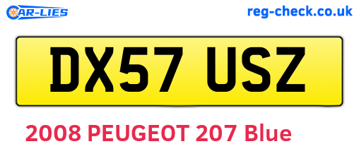 DX57USZ are the vehicle registration plates.
