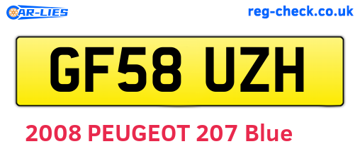 GF58UZH are the vehicle registration plates.