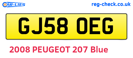 GJ58OEG are the vehicle registration plates.